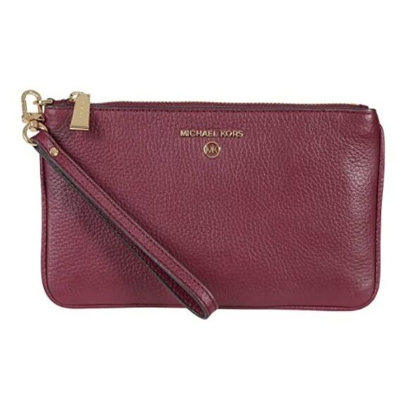 Michael Kors Women\'s Dark Berry Jet Set Charm Top Zip Wristlet Size Medium